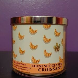 Bath & Body Works Chestnut Glazed Croissant Candle - White and Orange